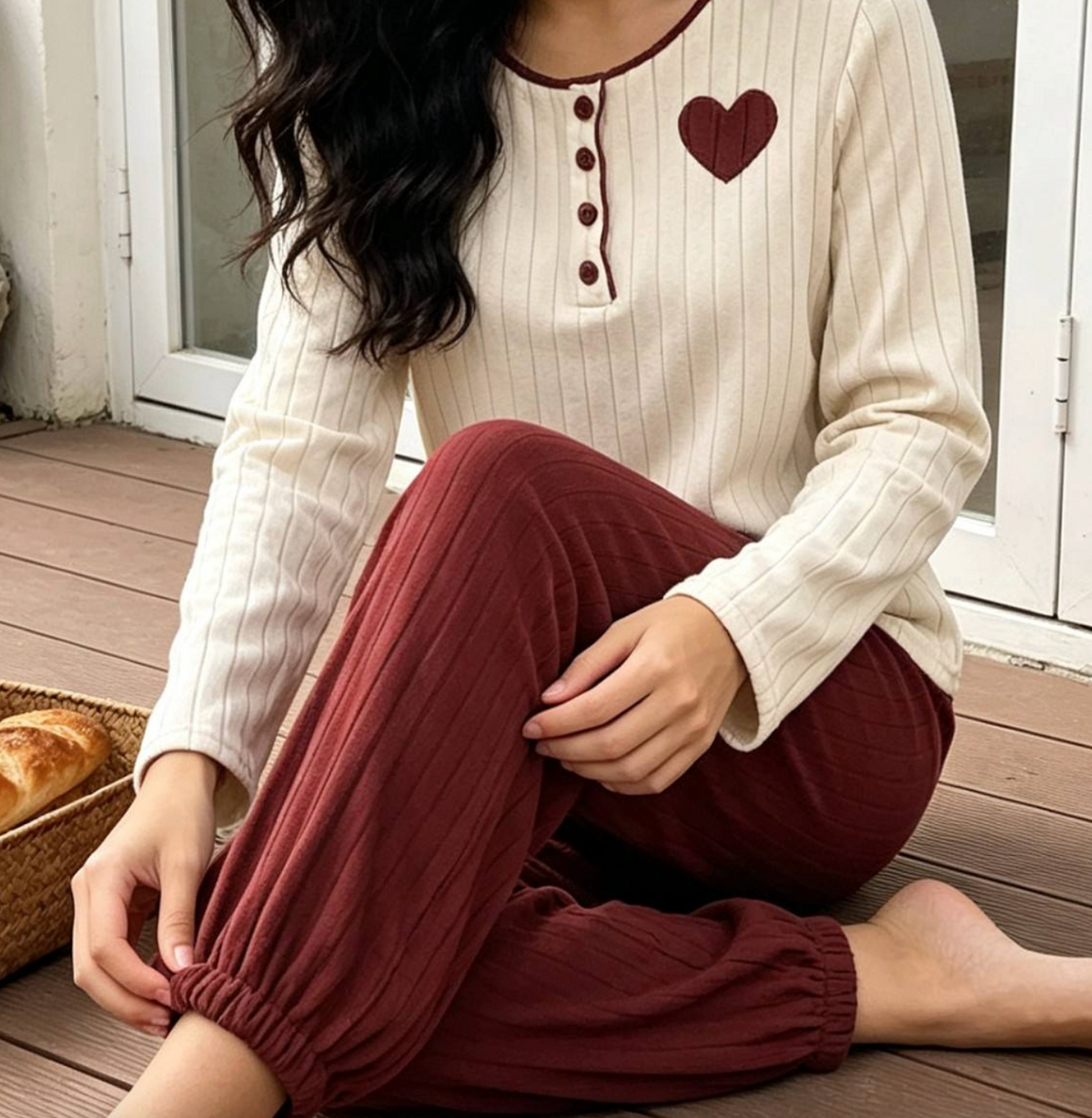 Embroidered Heart Sleepwear