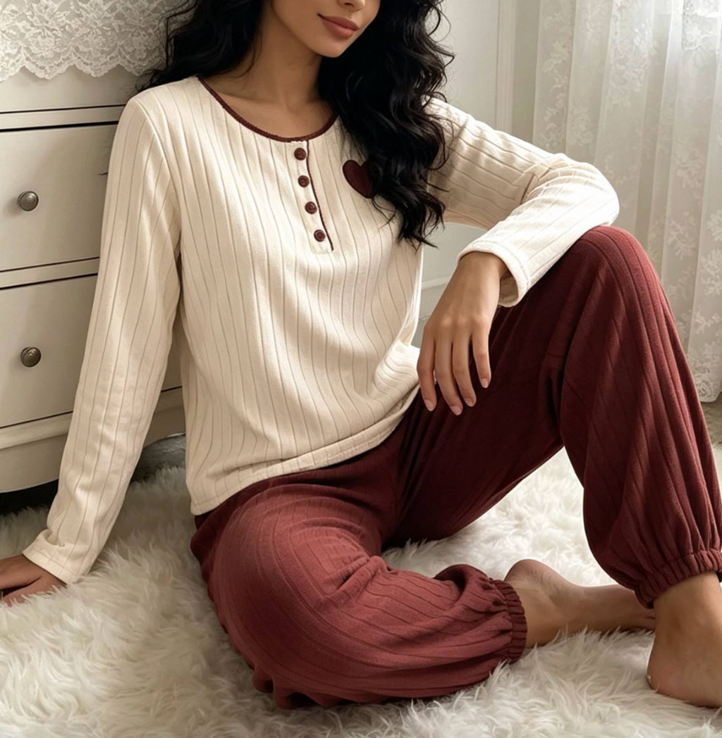 Embroidered Heart Sleepwear