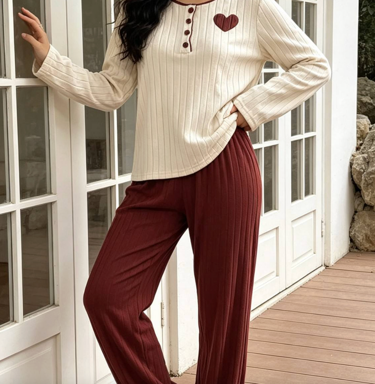 Embroidered Heart Sleepwear