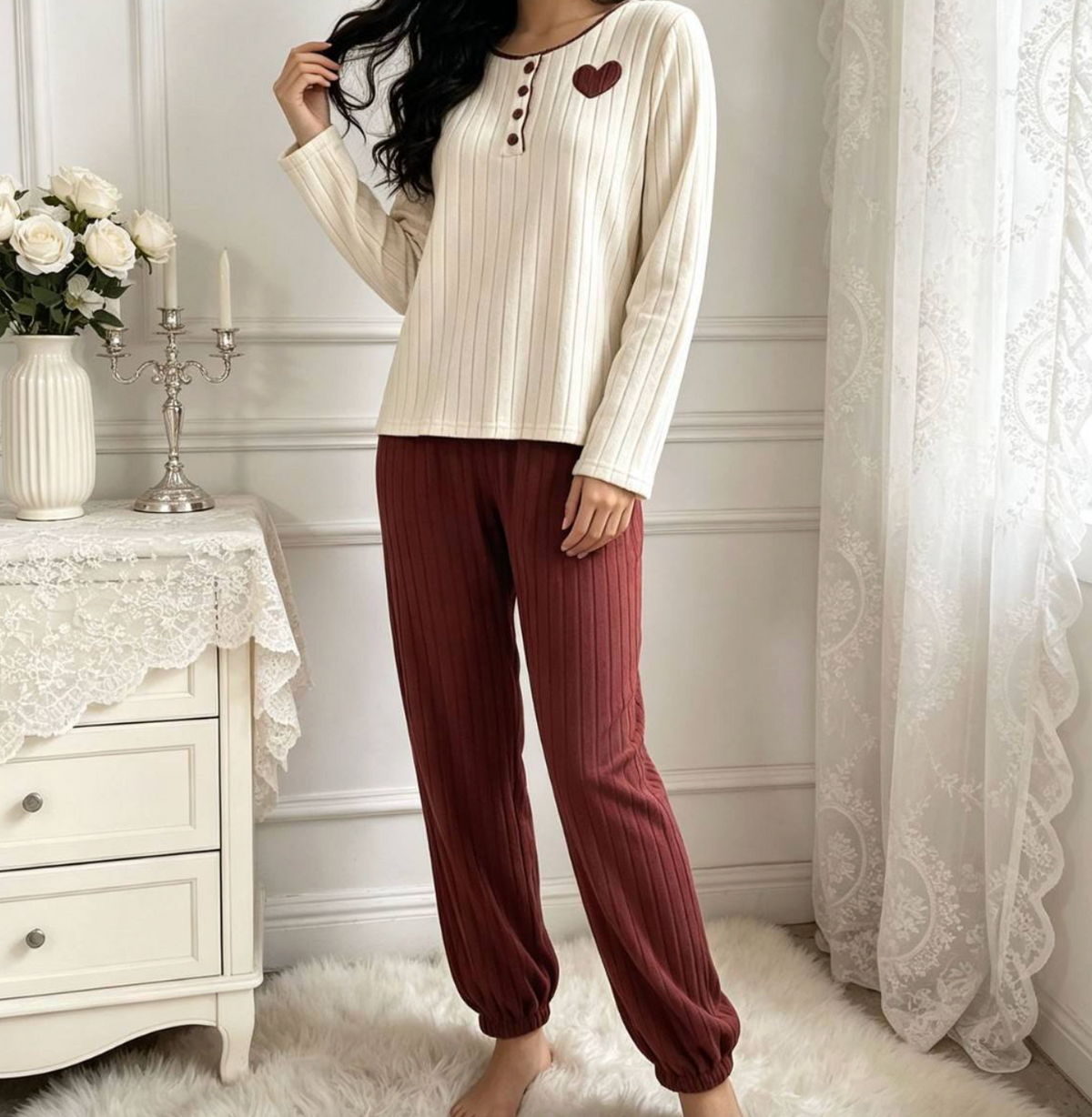 Embroidered Heart Sleepwear