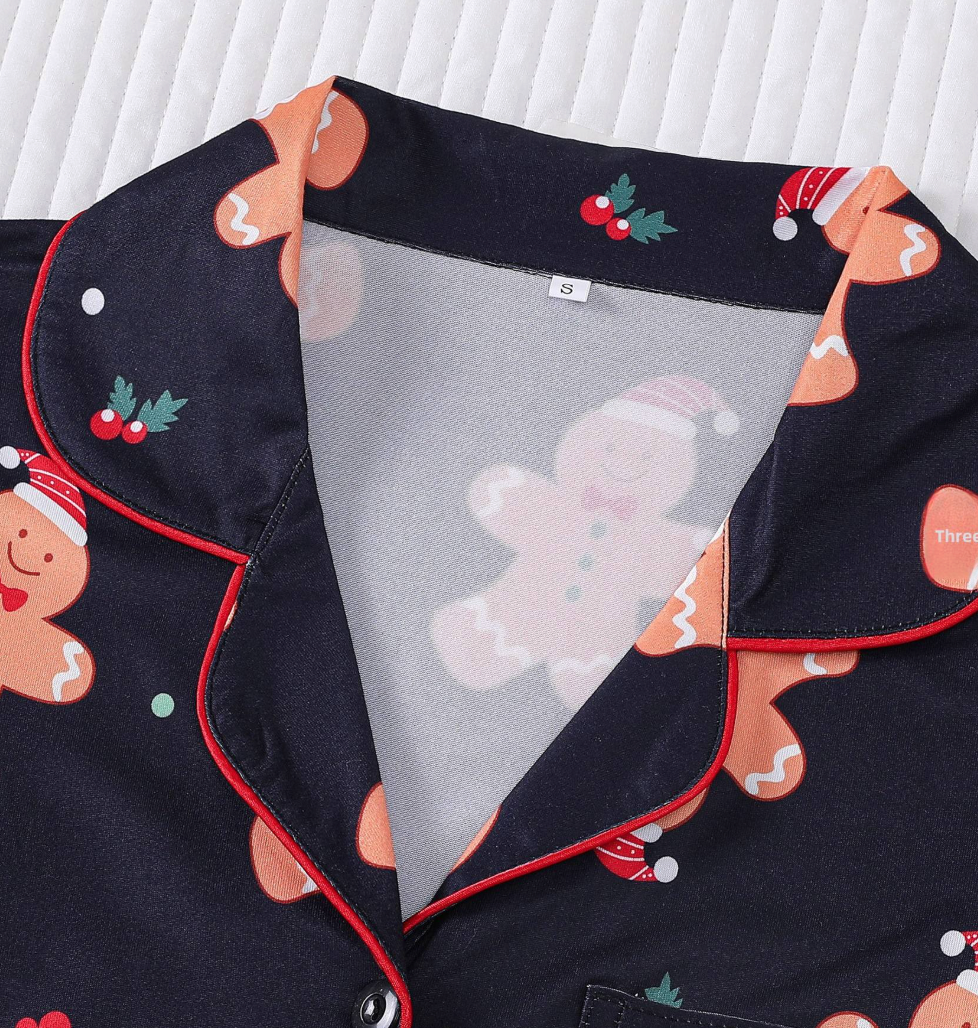 Christmas-print Cardigan-style Pajamas