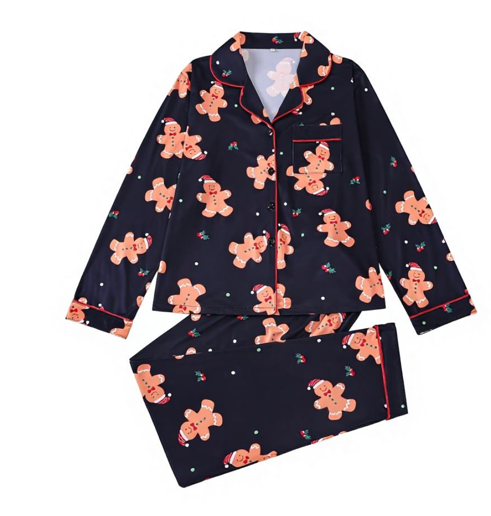 Christmas-print Cardigan-style Pajamas